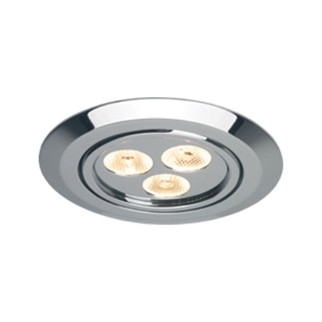 LED-Einbauleuchte EB15-1L (Slave), schwenkbar, chrom-glanz, 10-30V DC, max. 3W, warmweiß, 25°