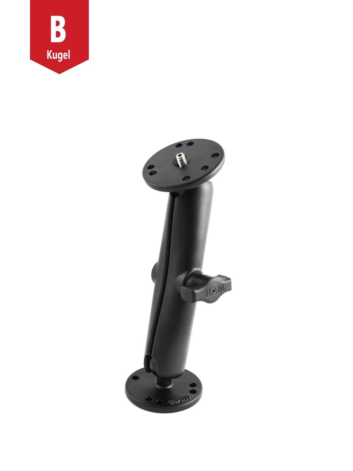 RAM Mounts Aufbau-Set - B-Kugel (1 Zoll) - Runde Basisplatte mit 1/4“-20 Gewindestift - Langer Verbindungsarm (ca. 152,4 mm) - Runde Basisplatte (AMPS)