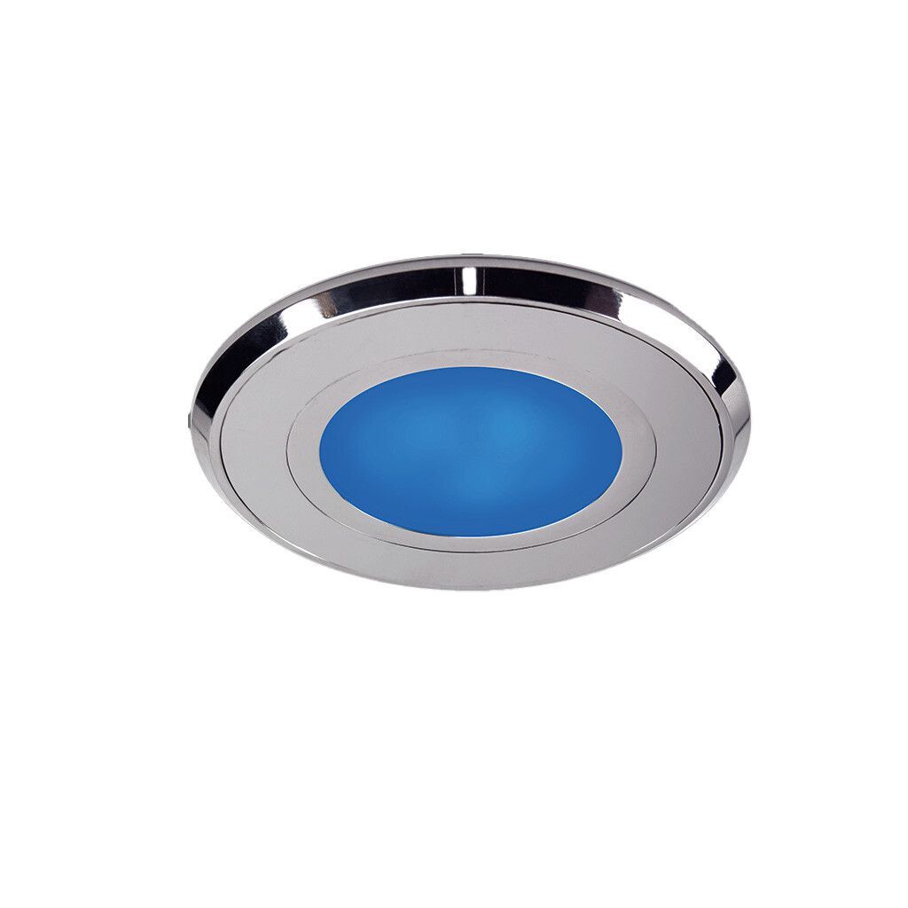 LED-Einbauleuchte EB32R-3 Master,V4A (AISI316L) poliert, 10-30V DC,max.3W, IP67,Ø85mm, blau/warmweiß