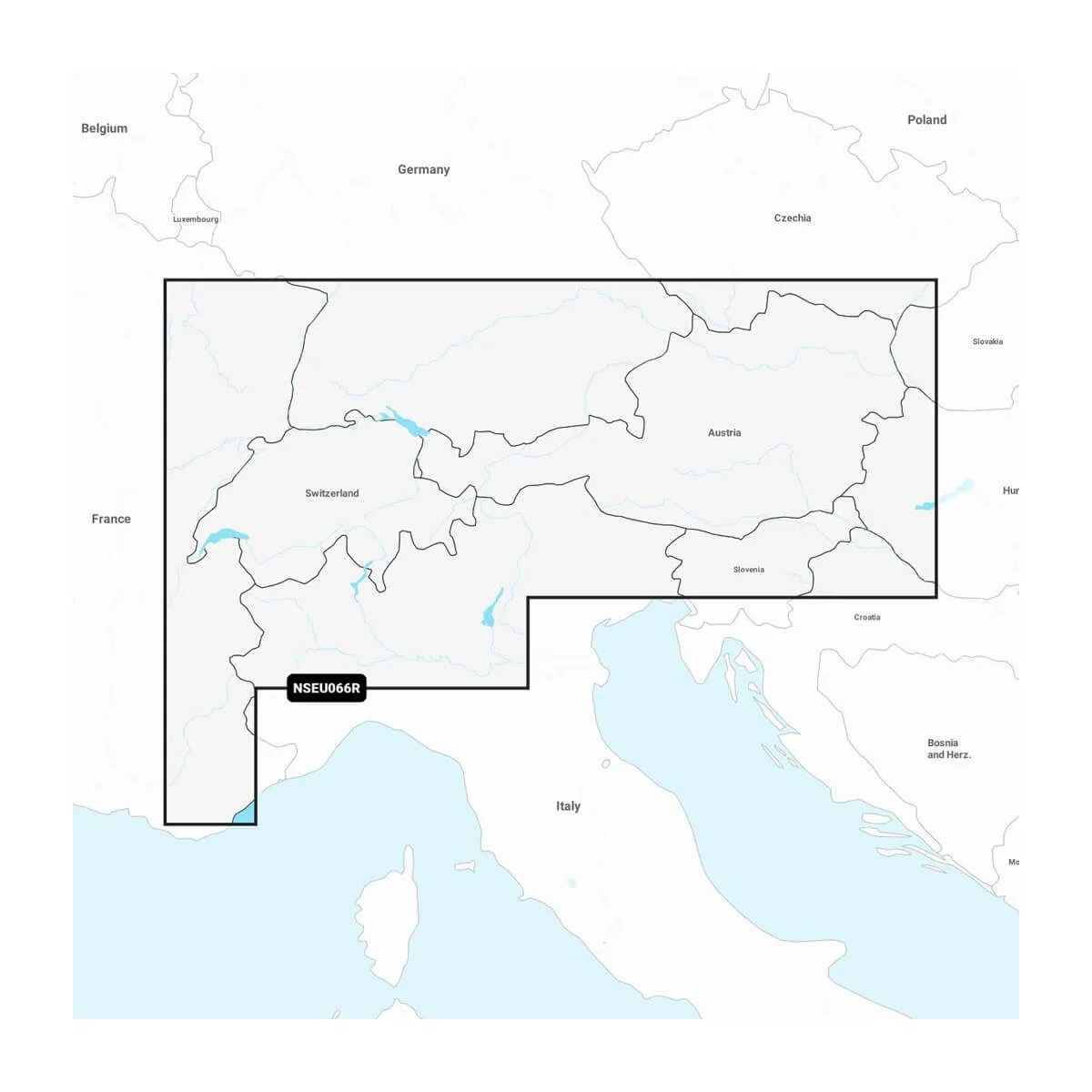 Garmin Navionics+ NSEU066R Alpenregion, Seen & Flüsse Seekarte Binnengewässer