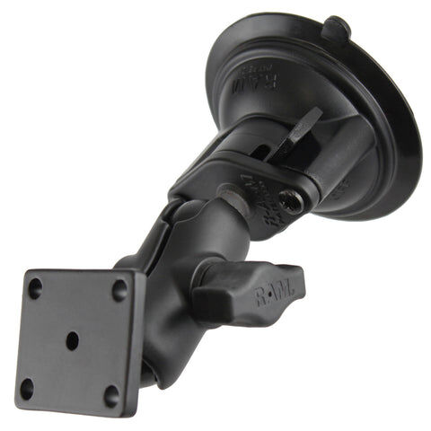 RAM Mounts Saugfuss-Set mit rechteckiger Anbindung - kurzer Verbindungsarm, Diamond-Basisplatte (Trapez), rechteckige Basisplatte, B-Kugel (1 Zoll), i