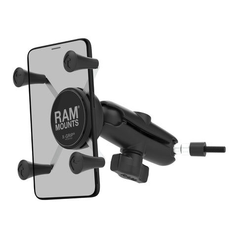 RAM Mounts X-Grip Universalhalterung für Smartphones - Bis 82,55 mm Breite - Kurzer Verbindungsarm - Kugelbasis mit M6 x 60 mm Gewinde - B-Kugel (1 Zoll)