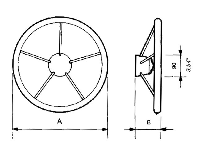 LNKW0037 Ultraflex Steuerrad Niro versch. Größen Abmessungen