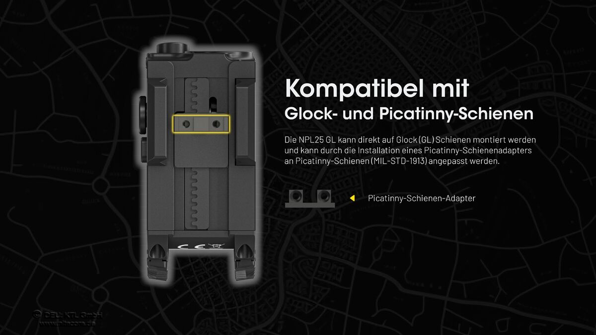 Nitecore Waffenleuchte NPL25 mit grünem Laser