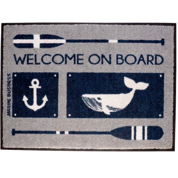 Marine Business Fußmatte "Türmatte Welcome on Board Anchor Whale"