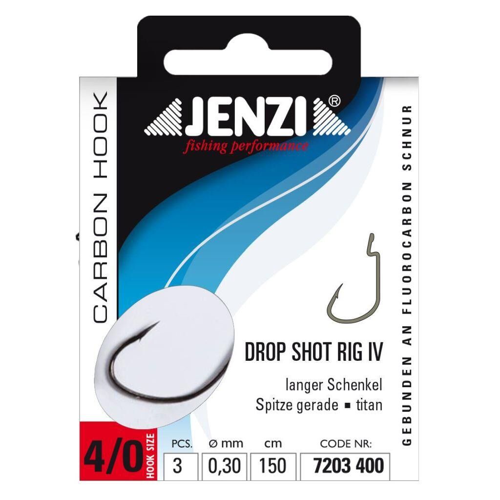 Jenzi Drop-Shot Rig /Vorfach, Größe 4/0, titan,llanger Schenkel