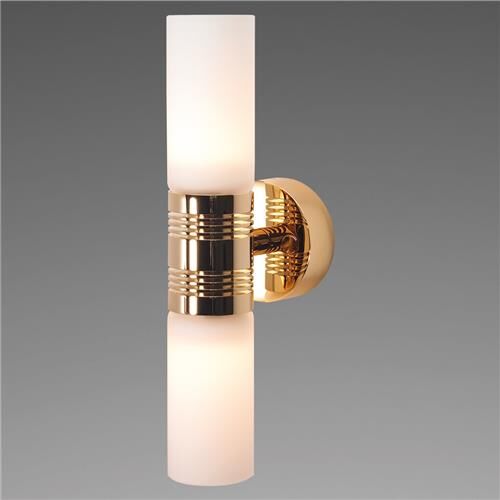 LED-Anbauleuchte W2, D2W, gold-glanz, warmweiß, Glas weiß matt, mit Dimmer, 10-30V DC, max. 5,5W