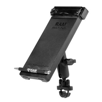 RAM Mounts Lenker-/Rohr-Halterung mit Notizblock-Tray - B-Kugel (1 Zoll), Rohr-Klemme, mittlerer Verbindungsarm