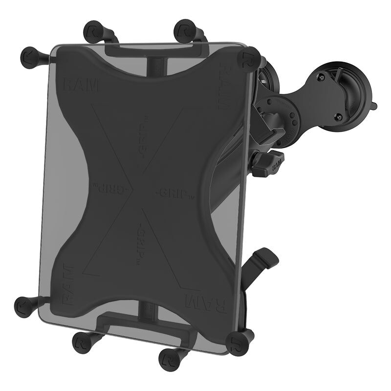 RAM Mounts X-Grip Doppel-Saugfuß-Halterung für 9-11 Zoll Tablets - Runde Basiskugel - Langer Verbindungsarm - Saugfuß mit runder Basiskugel - B-Kugel (1 Zoll) - Schrauben-Set