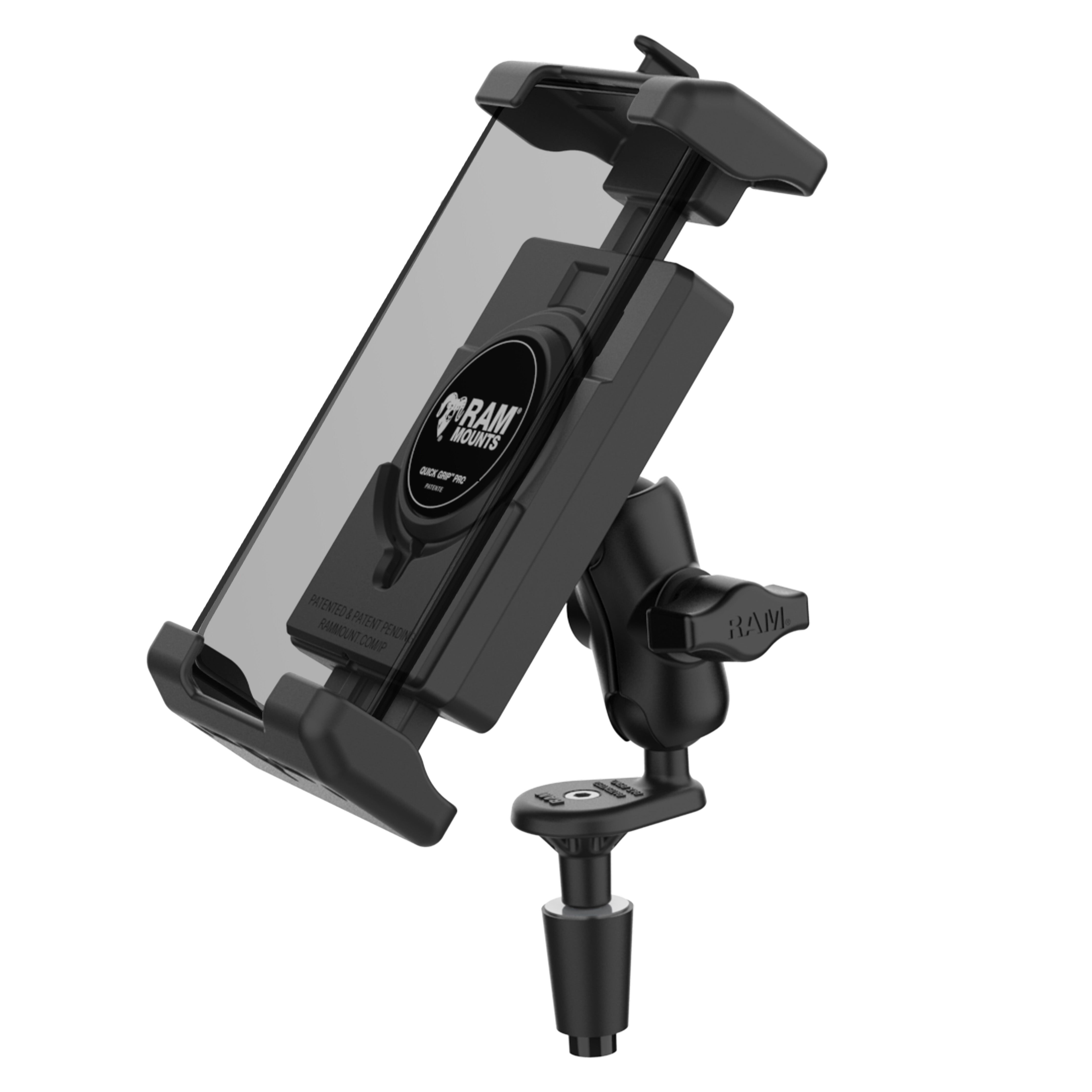 RAM Mounts Quick-Grip Pro XL Motorrad-Halterung für Smartphones - B-Kugel (1 Zoll), Lenkerkopf-Basis, kurzer Verbindungsarm