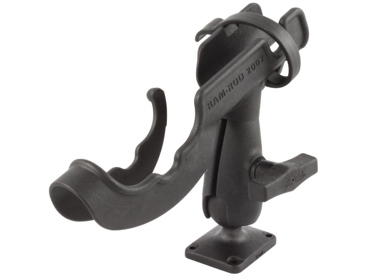RAM Mounts Rod 2007 Verbundstoff-Angelrutenhalterung - rechteckige Basisplatte, Verbindungsarm mit Octagon-Sockel, Angelrutenhalter, C-Kugel (1,5 Zoll