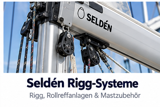 Seldén Rigg-Systeme mit Mast und montierten Blöcken für Rigg, Rollreffanlagen und Mastzubehör