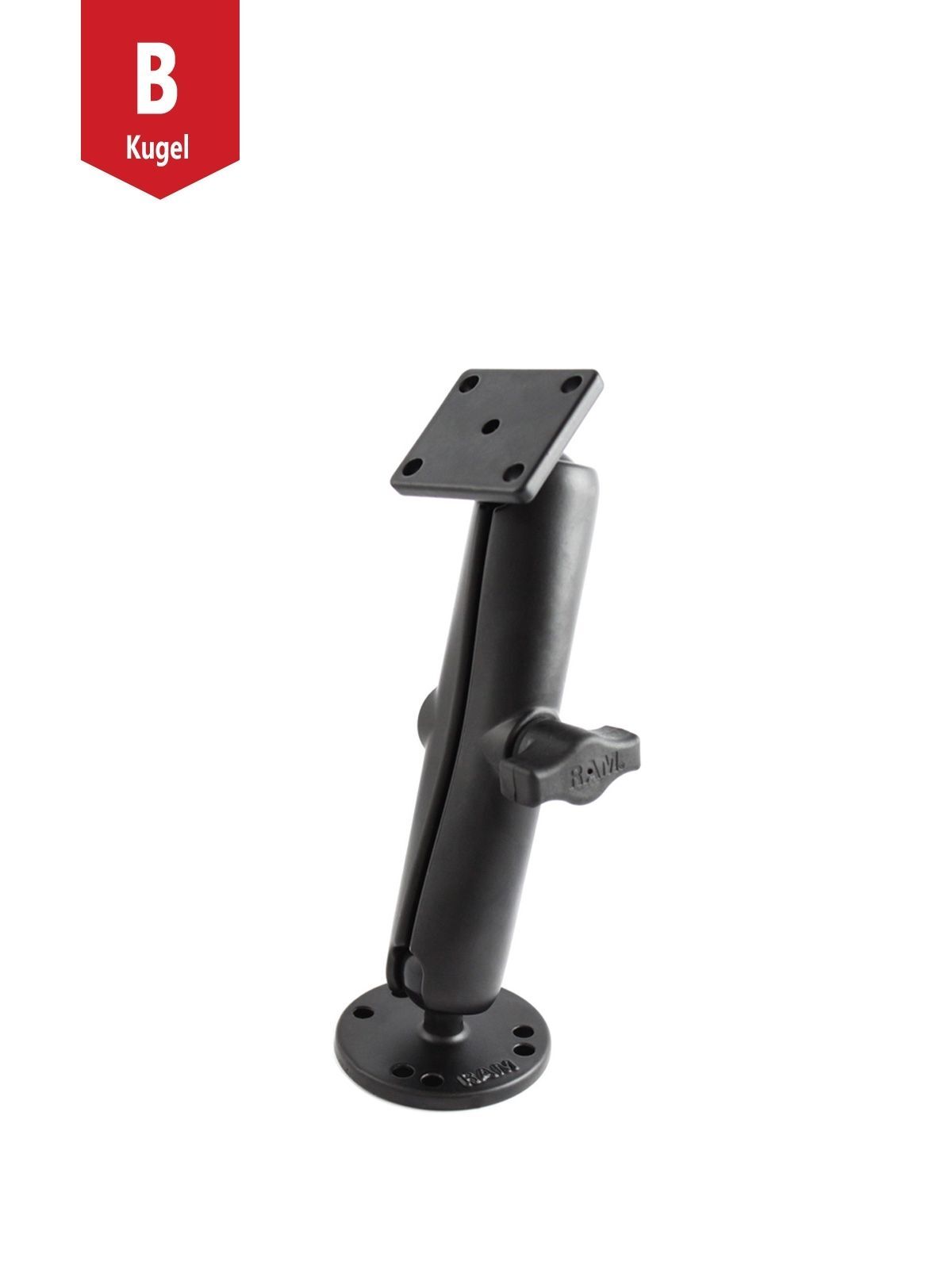 RAM Mounts Aufbau-Set - B-Kugel (1 Zoll) - 1x Runde Basisplatte (AMPS) - Langer Verbindungsarm (ca. 152,4 mm) - 1x Rechteckige Basisplatte (AMPS)