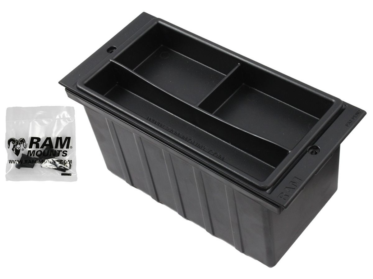 RAM Mounts Ablageschale für Tough-Box Fahrzeugkonsolen - pulverbeschichtetes Aluminium, mit Kasten, 101,6 mm breit