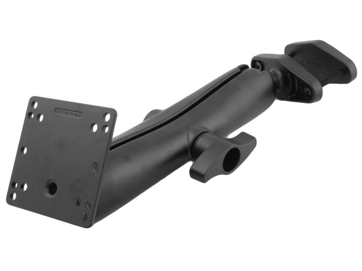 RAM Mounts Schraubklemmen-Set - Schraubklemme (max. 101,6 mm breit), langer Verbindungsarm, VESA-Platte (75x75 u. 100x100 mm Lochraster), D-Kugel (2,2