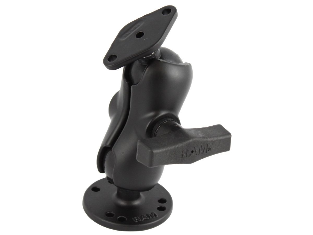 RAM Mounts Aufbau-Set - C-Kugel (1,5 Zoll), runde Basisplatte (4-Loch AMPS), kurzer Verbindungsarm, Diamond-Basisplatte (Trapez, 2-Loch AMPS)