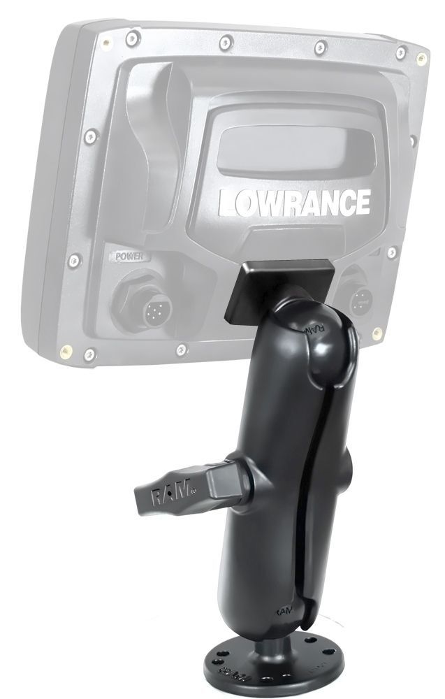 RAM Mounts Marine Aufbau-Halterung für Lowrance Mark/Elite - C-Kugel (1,5 Zoll), mittlerer Verbindungsarm, 4-Loch AMPS