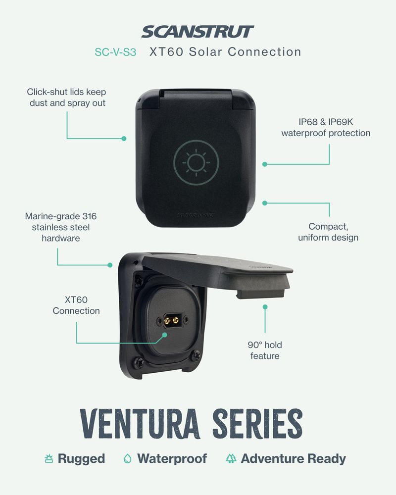 Scanstrut Ventura Anschlussdose für Solar Paneele mit Amass XT60EW-M-Stecker