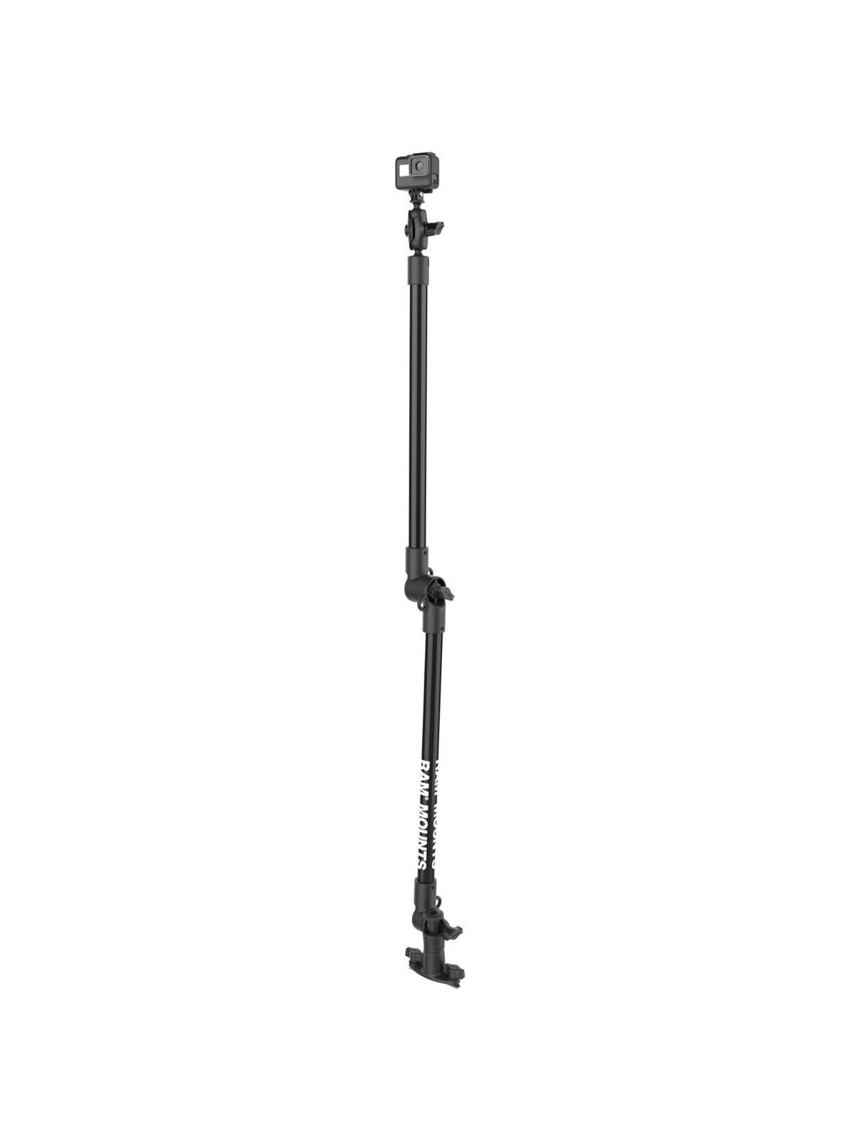RAM Mounts Tough-Pole GoPro-Set  für Tough-Track Schienen - B-Kugel (1 Zoll), Gesamtlänge ca. 120 cm, verstellbar, Doppel T-Slot Basis