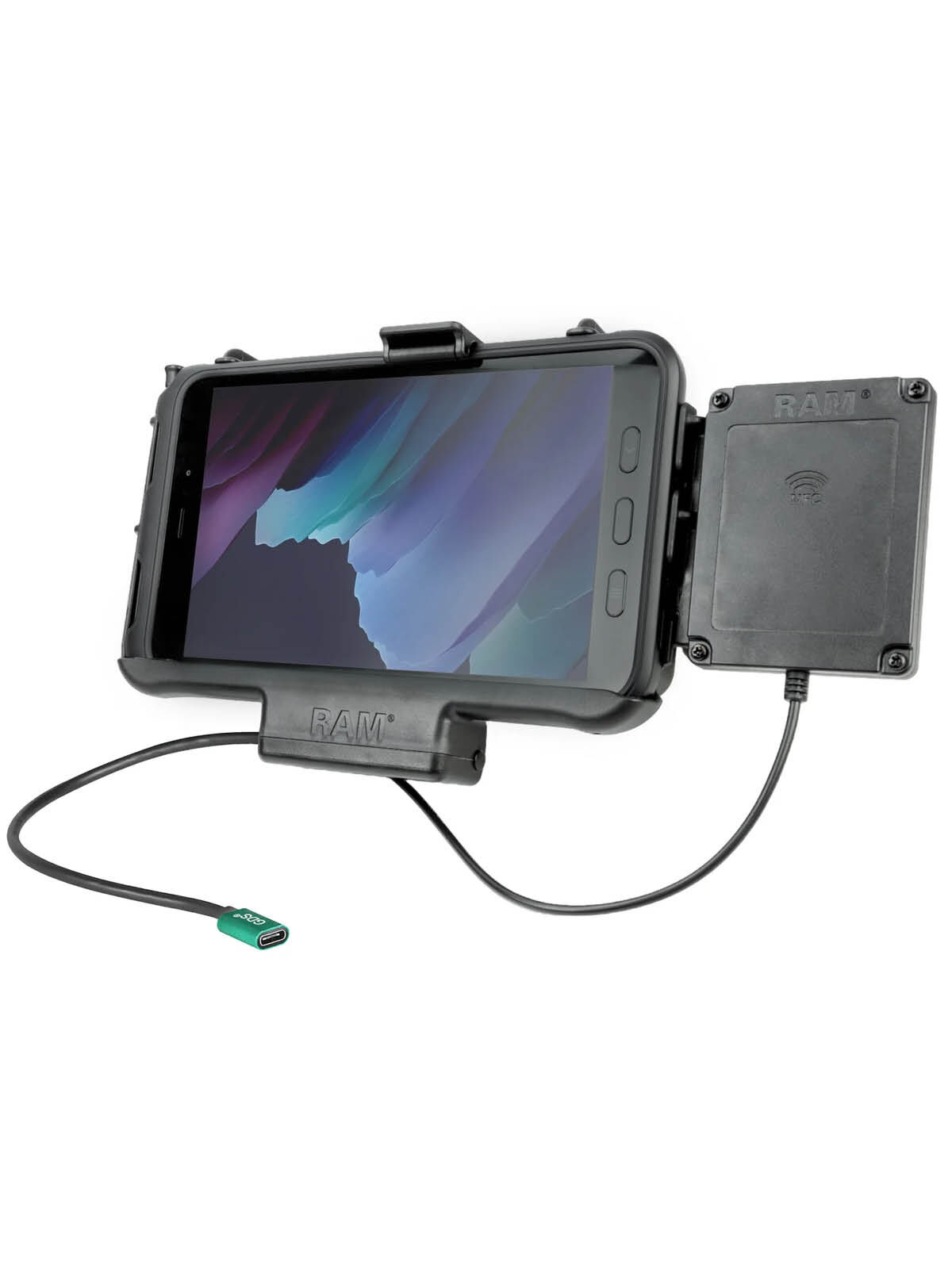 RAM Mounts EZ-Roll'r Halteschale für Samsung Tab Active3 & Active5 - In OEM/RAM Schutzhülle - NFC-Repeater - USB-C-Anschluss