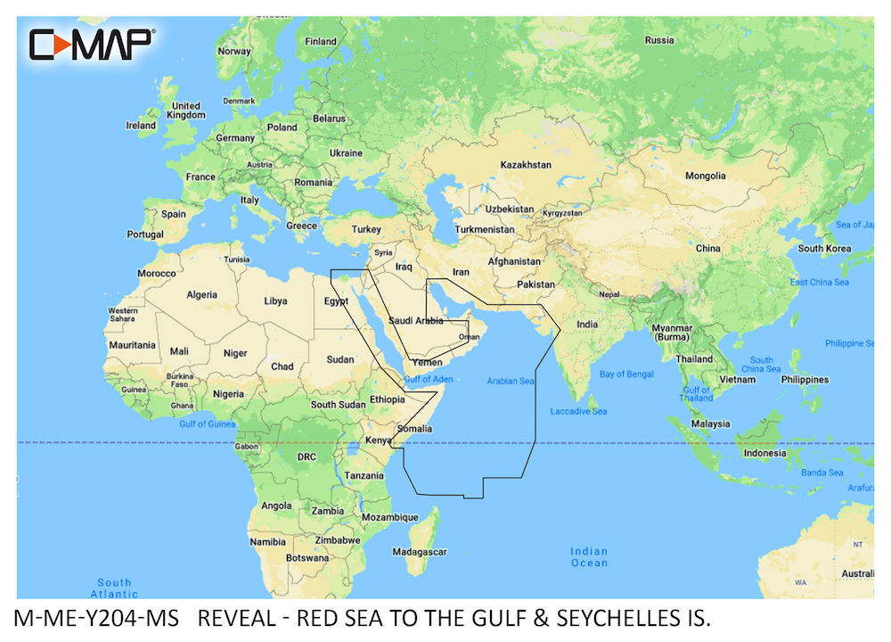 C-MAP REVEAL: M-ME-Y204-MS  Red Sea to The Gulf & Seychelles Is.