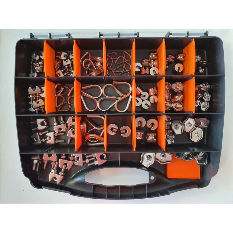 WASI Sortimentskoffer mit Drahtseilzubehör Set 5 - A4 - Koffer schwarz - 110 tlg. WASI Sortimentskoffer mit Drahtseilzubehör Set 5 - A4 - Koffer schwarz - 110 tlg.