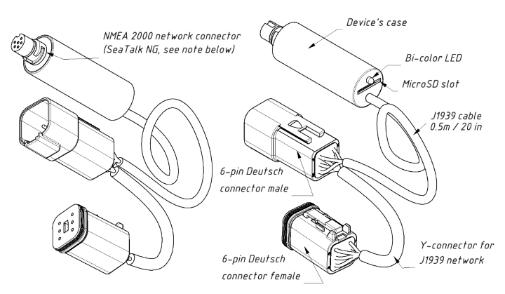 engine_gateway_drawing Yacht Devices Motor Interface J1939 YDEG-04 Aufbau