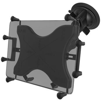 RAM Mounts X-Grip Saugfuß-Halterung für 12-13 Zoll Tablets - Runde Basiskugel - Mittlerer Verbindungsarm - Saugfuß mit Trapez-Basiskugel - B-Kugel (1 Zoll) - Schrauben-Set