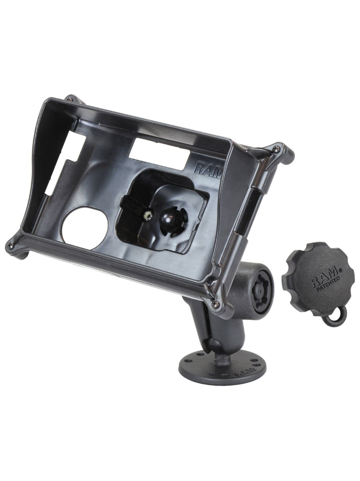 RAM Mounts Fahrzeug-Aufbauhalterung Garmin Fleet 660/670, Pin-Lock gesichert - B-Kugel (1 Zoll), runde Basisplatte (AMPS), mittlerer Verbindungsarm, P