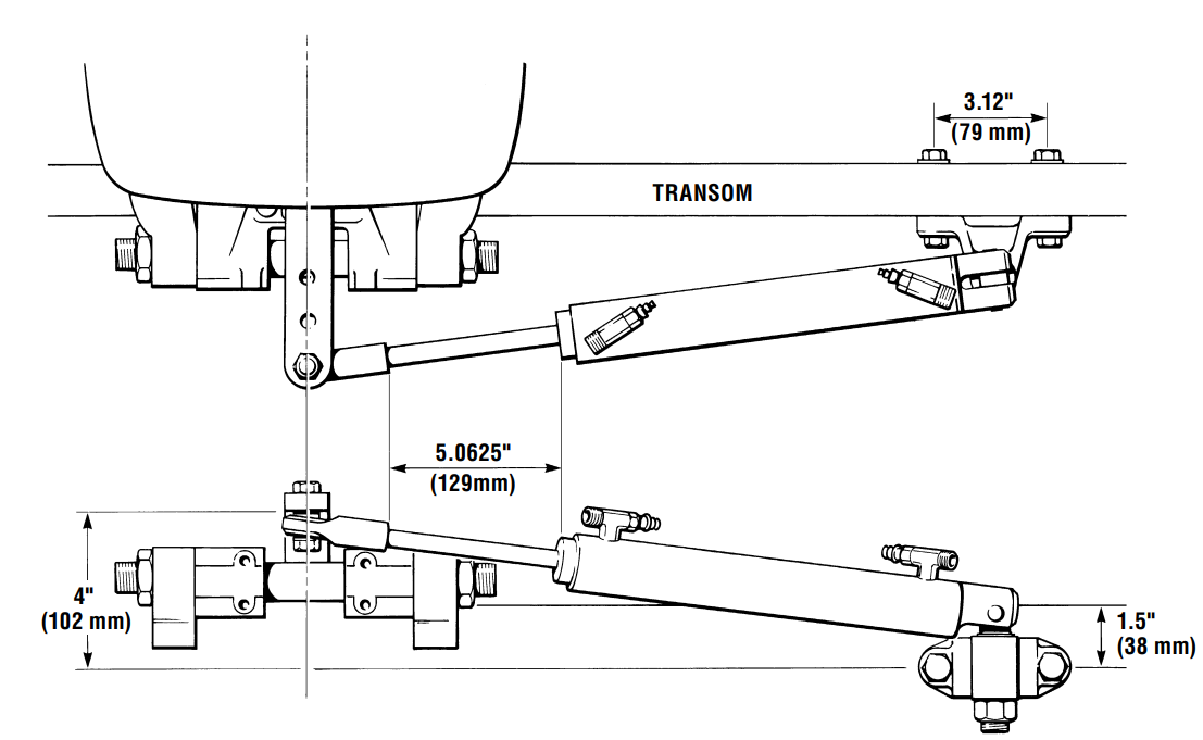 SeaStar Hydraulisches Steuersystem für Außenborder bis 350PS  Spiegelmontage-Zylinder