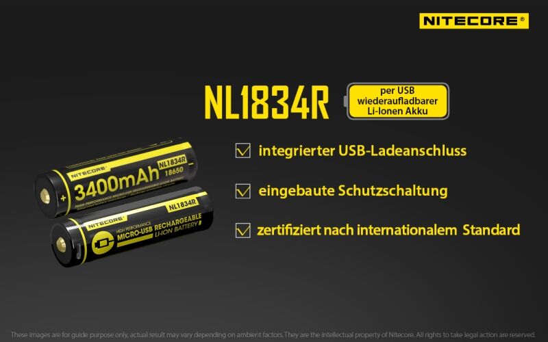 Nitecore Li-Ion Akku Typ 18650 - 3400mAh - NL1834R
