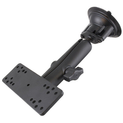 RAM Mounts Saugfuss-Set mit Adapterplatte (diverse Lochraster) - langer Verbindungsarm, Diamond-Basisplatte (Trapez), Adapterplatte, B-Kugel (1 Zoll),