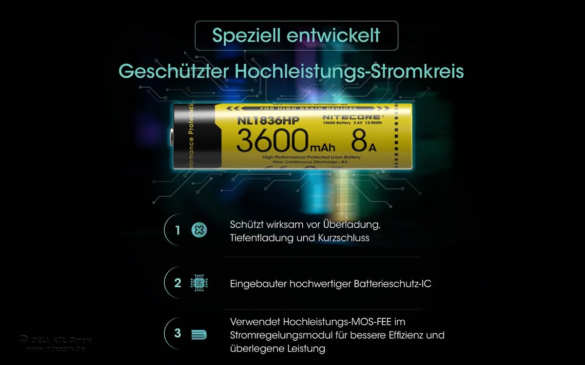 Nitecore Li-Ion Akku 18650 - 3600mAh - NL1836HP