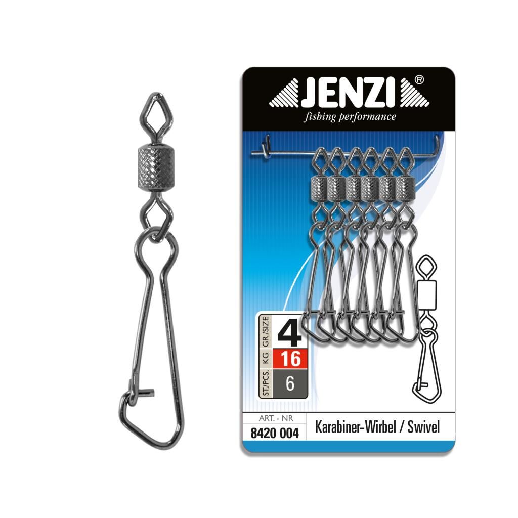 Jenzi Sicherheits-Tönnchen-Karabiner Wirbel, Black-Nickel, Größe: 4 bis 28 kg