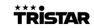 Das schwarze Markenlogo von Tristar zeigt den Schriftzug mit drei Sternen und einem Punkt.