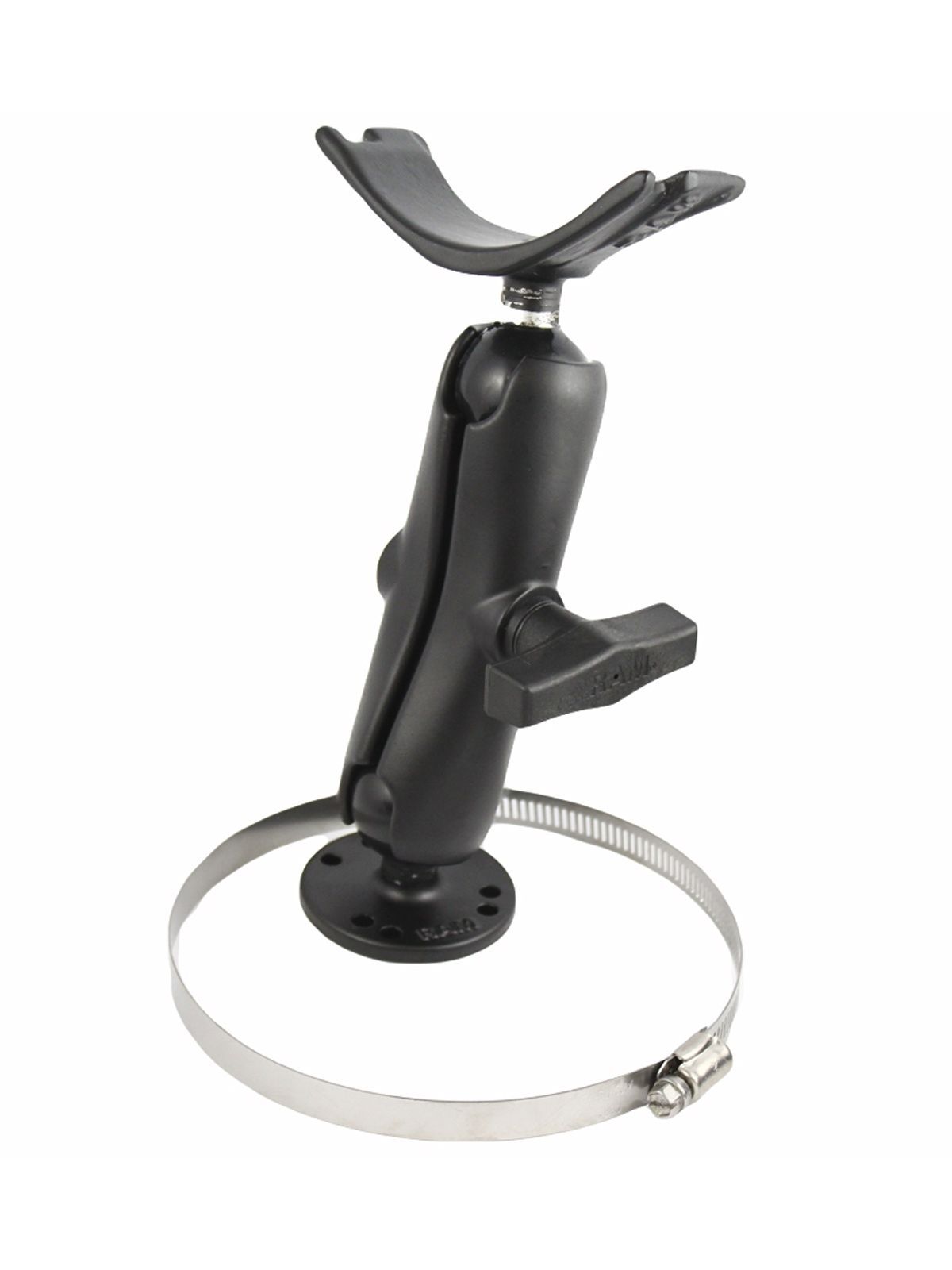 RAM Mounts Aufbau-Set - runde Basisplatte (AMPS), mittlerer Verbindungsarm, Adapter mit Schelle, C-Kugel (1,5 Zoll), im Polybeutel