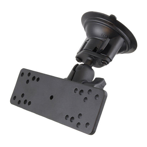 RAM Mounts Saugfuss-Set mit Adapterplatte (diverse Lochraster) - kurzer Verbindungsarm, Diamond-Basisplatte (Trapez), Adapterplatte, B-Kugel (1 Zoll),