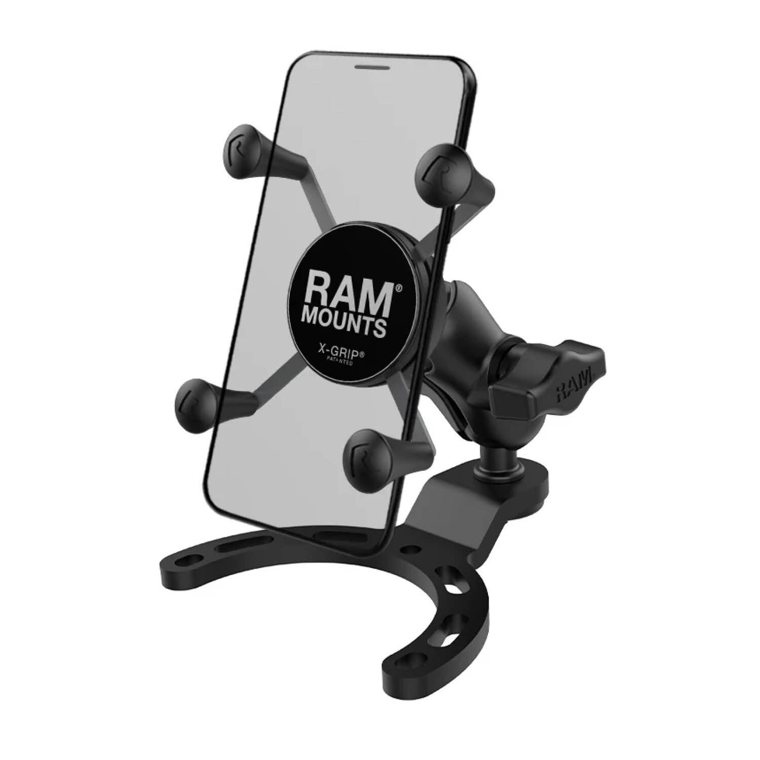 RAM Mounts X-Grip Motorrad-Halterung für Smartphones - Bis 82,55 mm Breite - Kurzer Verbindungsarm - Tank Kugelbasis (Klein) - B-Kugel (1 Zoll) - Schrauben-Set