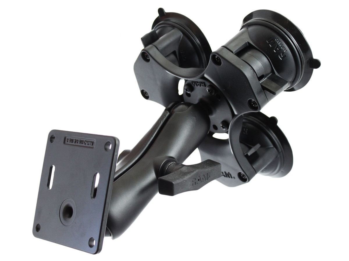 RAM Mounts Triple-Saugfuss-Set mit VESA-Anbindung - mittlerer Verbindungsarm, runde Basisplatte (AMPS), VESA-Platte, C-Kugel (1,5 Zoll), im Polybeutel