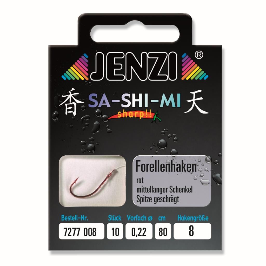 Jenzi Forellenhaken, Gebunden, Größe 8, 0,22 mm, 50 cm
