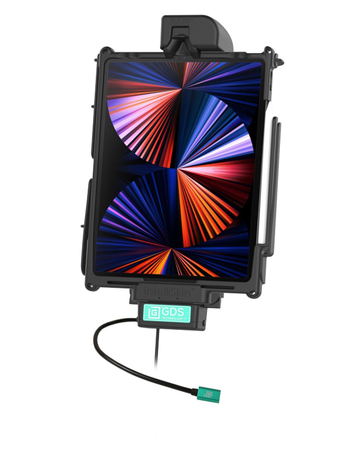RAM Mounts GDS Tough-Dock Halteschale (Schlüsselverriegelung) für Apple iPad Pro 12.9 (3-6 Gen.), Pro 13 & Air 13 - In IntelliSkin Next-Gen Schutzhülle - USB-C Anschluss