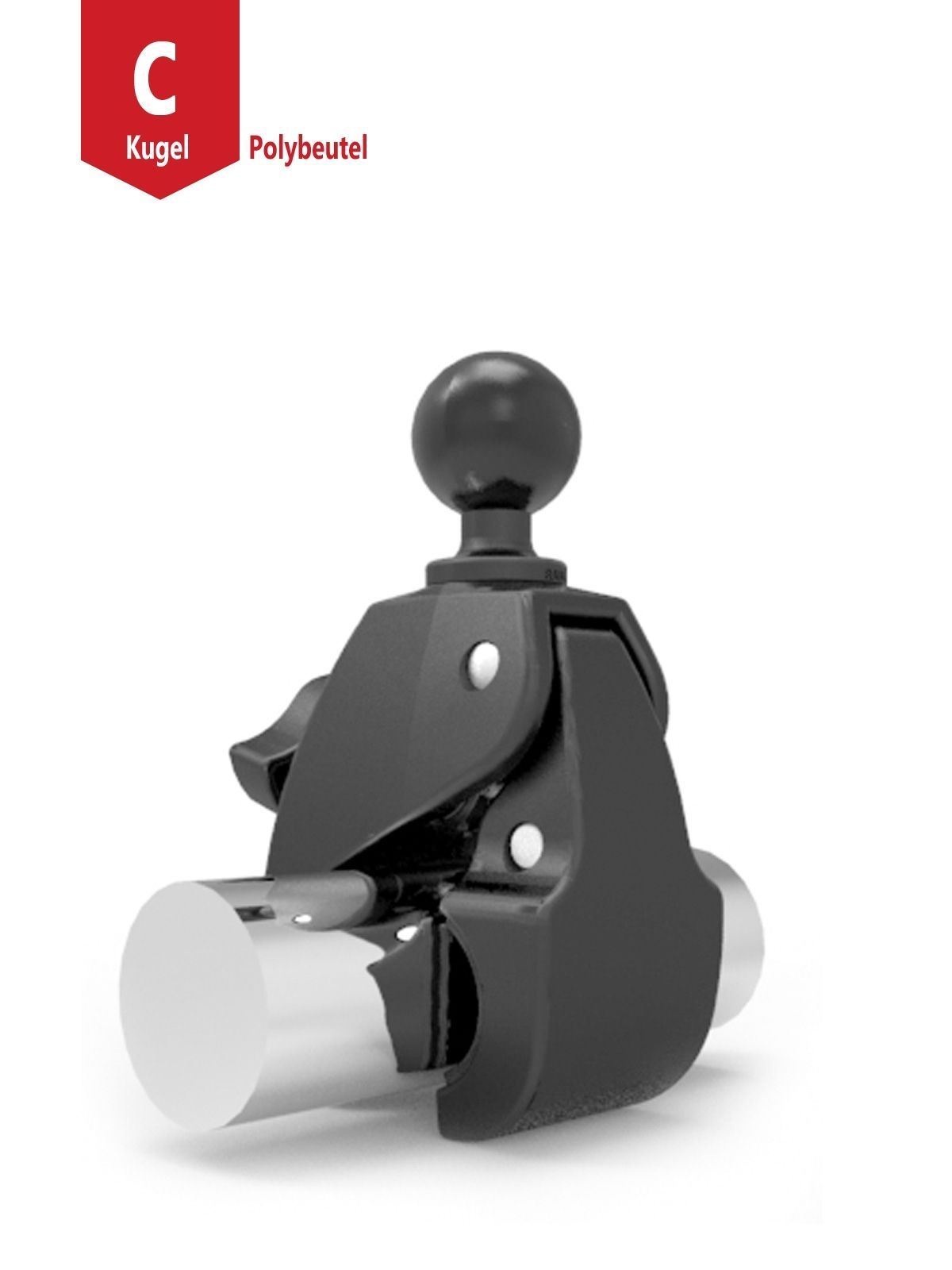 RAM Mounts Tough-Claw Halteklammer (groß) mit Feststellschraube - C-Kugel (1,5 Zoll), Durchmesser 25,4-55,9 mm