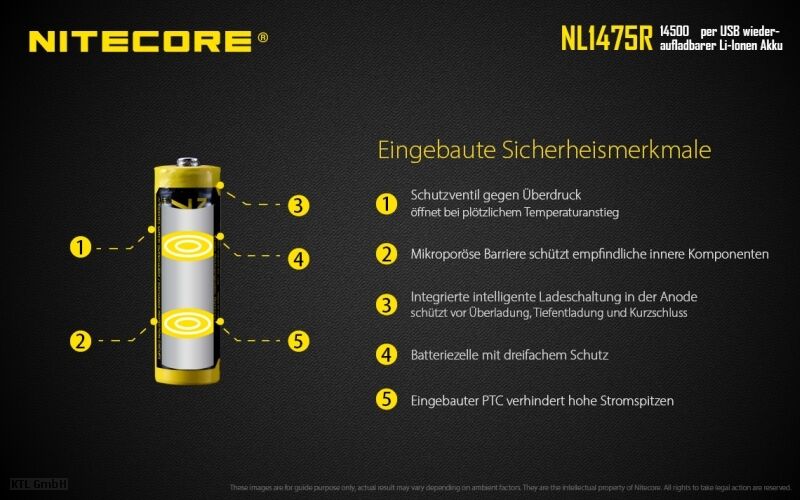 Nitecore Li-Ion Akku Typ 14500 - 750mAh - NL1475R