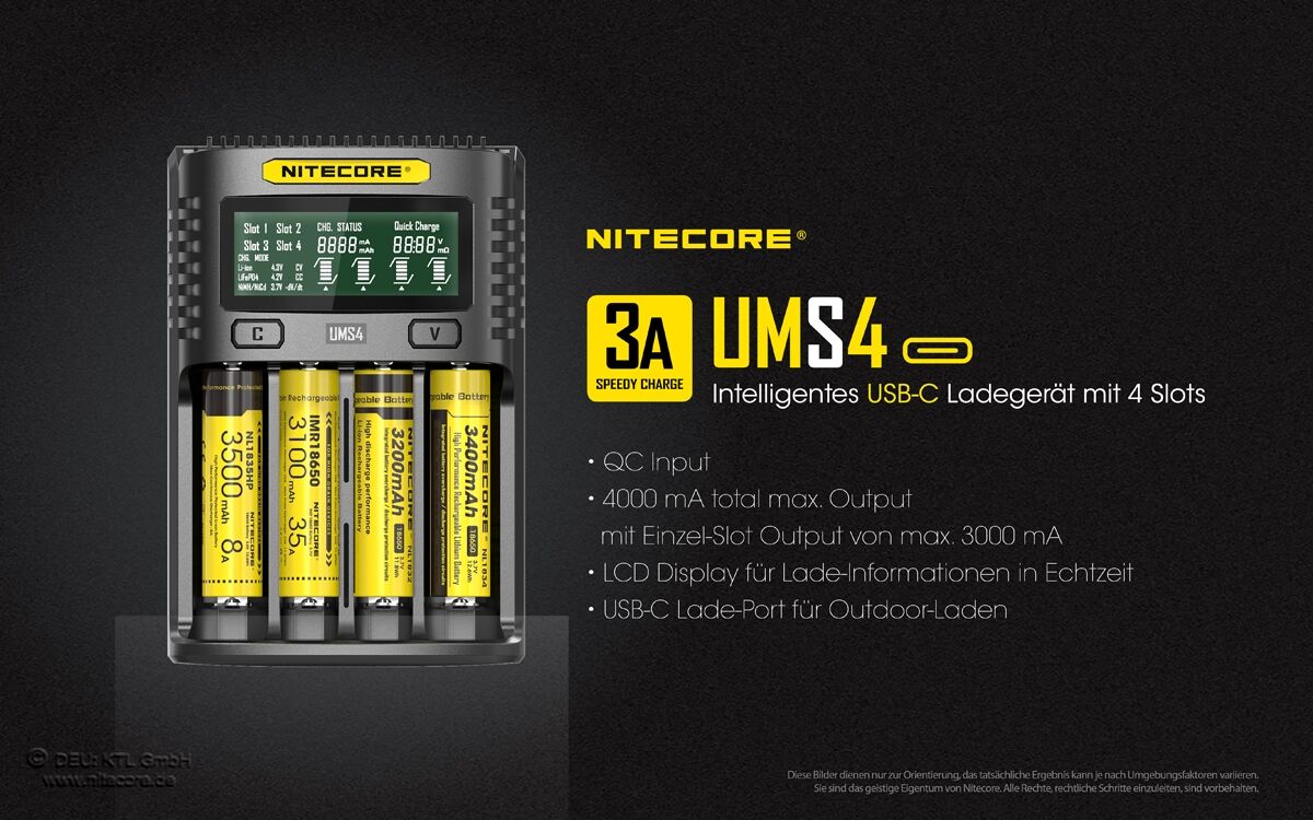 Nitecore UMS4 USB-Schnell-Ladegerät