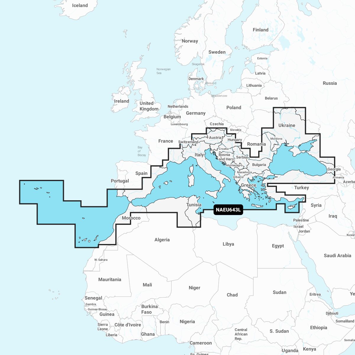 Navionics+ Seekarte Mediterranean & Black Sea (NAEU643L) Navionics+ Seekarte Mediterranean & Black Sea (NAEU643L)
