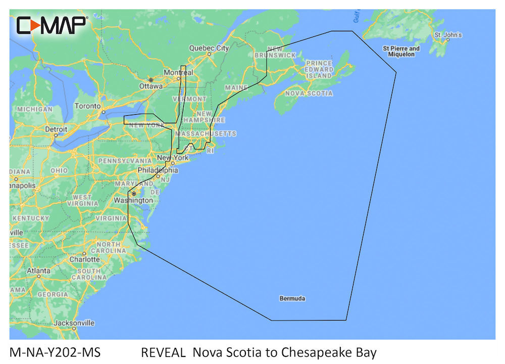 C-MAP REVEAL: M-NA-Y202-MS Nova Scotia to Chesapeake Bay
