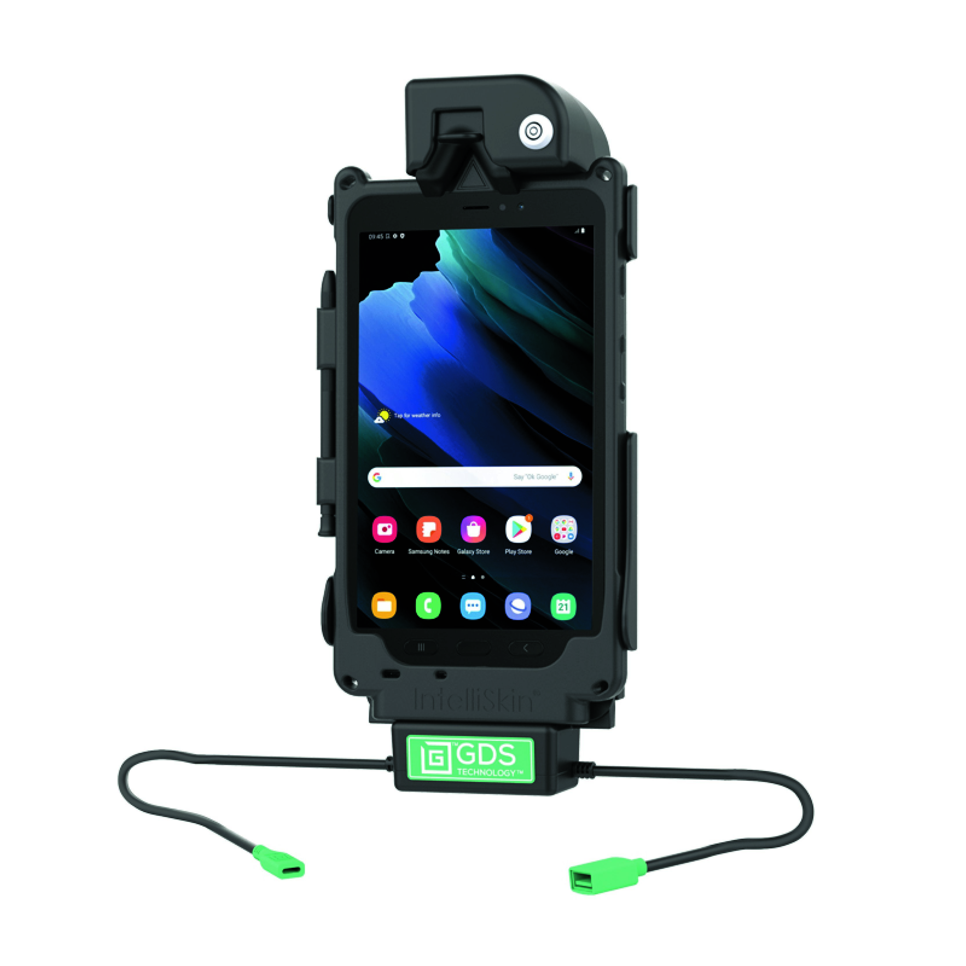 RAM Mounts GDS Tough-Dock Halteschale (Schlüsselverriegelung) für Samsung Tab Active3 & Active5 - in IntelliSkin Schutzhülle - USB-C & Dual USB-A-Anschluss