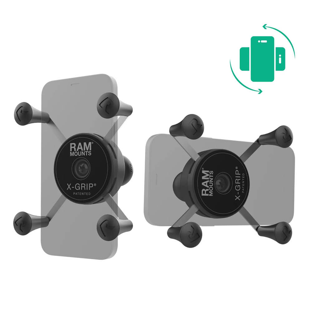 RAM Mounts X-Grip Halteklammer mit Rotation für Smartphones - Bis 82,55 mm Breite - Mit B-Kugel (1 Zoll)