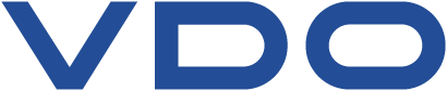 Das blaue Markenlogo von VDO auf einem weißen Hintergrund.