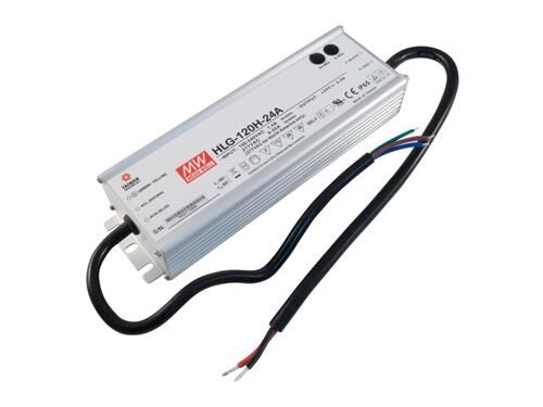 LED-Trafo MeanWell HLG-120H-24A, 120W, 90-305Vac, 47-63 Hz, 24Vdc, 220x68x38,8mm, IP65